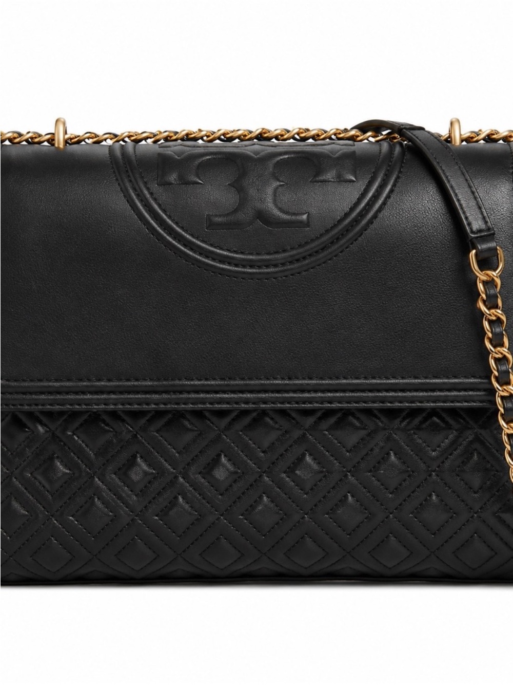 Tory Burch Fleming Quilted Leather Convertible Chain Shoulder Bag Black